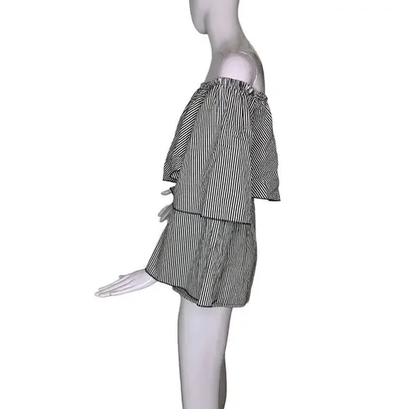 Missguided Women's Romper Stripped Black and White Size 2 Zipper on Back - Picture 8 of 12